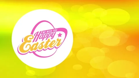 Laughing easter eggshell pursuit calling with retro typography over gold Stock Footage 130602428