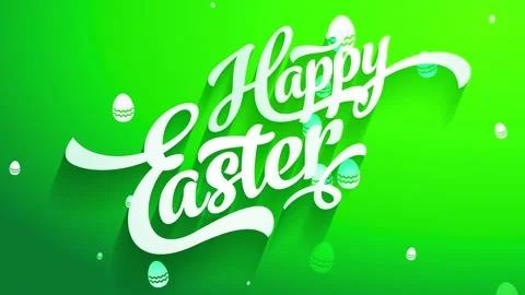 Laughing easter reception postcard front with white 3d calligraphy forming Stock Footage 130927662