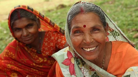 Laughing elderly women in a rural village in IndiaStock Footage