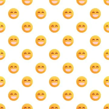 Laughing emoji seamless pattern on white background 스톡 일러스트