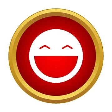 Laughing emoticon icon on red button design Ilustración de archivo