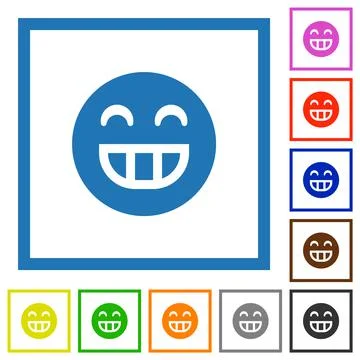 Laughing emoticon solid flat framed icons Stockillustratie