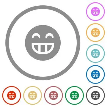 Laughing emoticon solid flat icons with outlines イラスト素材