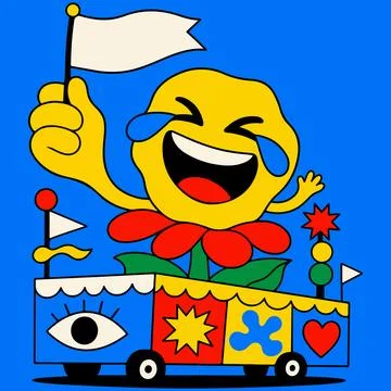 Laughing Flower Emoji on Parade Float Stock Illustration