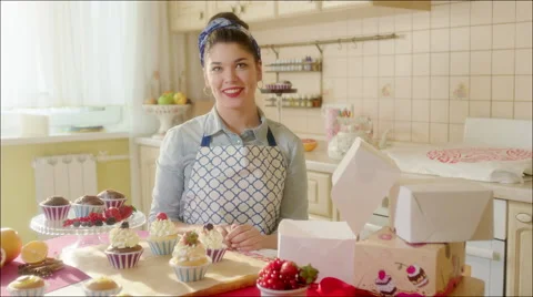 Laughing girl in the kitchen Stock Footage 62748301