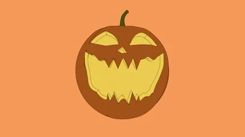 Laughing Jack O Lantern Pumpkin Halloween 2D Animation Video stock 344368497