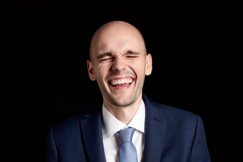 Laughing Man on Black Background Stock Photos