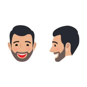 Laughing Man Face From Two Sides Flat Vector Icon Stock Illustration