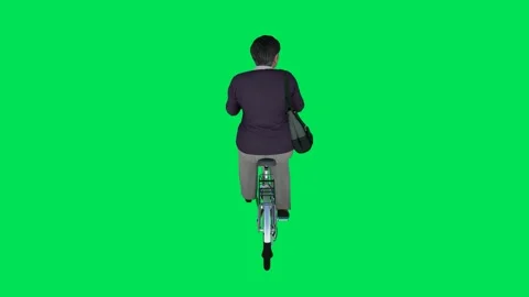 Laughing old man riding a bicycle from the back angle 스톡 동영상 246730461