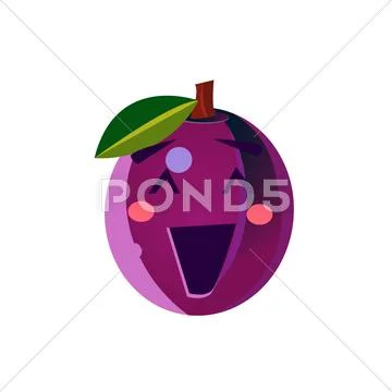Laughing Plum Emoji Stock Illustration