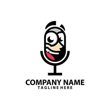 Laughing podcast logo design vector Stock Illustration