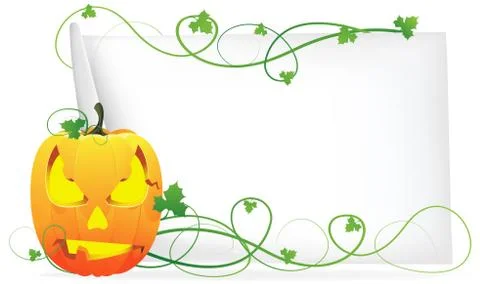 Laughing pumpkin head and a sheet of paper Stock Illustration