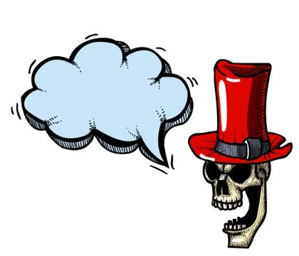 Laughing skull in top hat-100 Stock Illustration