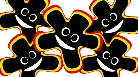 Laughing smiling rotating physiognomy, five spinning faces in dynamics Video stock 106260980