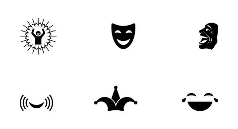 Laughter and comedy icons set vector illustration, flat design Stock Illustration