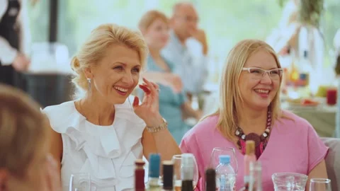 The laughter of the people at the table Stock Footage 282050054