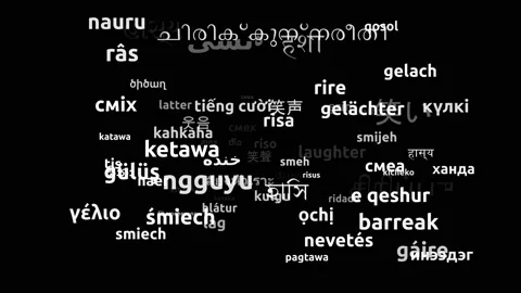 Laughter Translated in 75 Worldwide Languages Endless Looping 3d Zooming Word Stockbeeldmateriaal 145201011