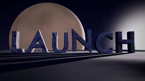 Launch 3D Stone Text on an Alien Plateau with a Rising Planet 스톡 일러스트