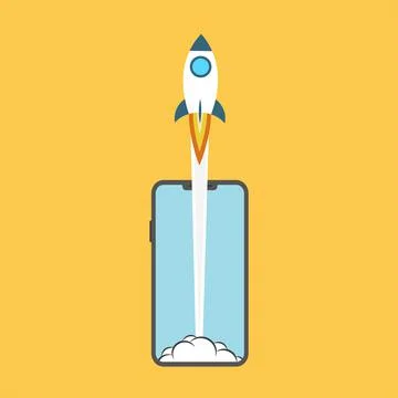 Launch app concept on smartphone. Stock vector Stock Illustration