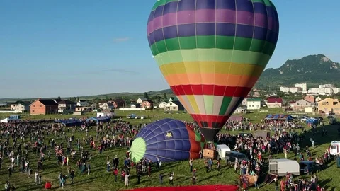 Launch of balloons in Zheleznovodsk on the holiday of the opening of the Res Stock Footage
