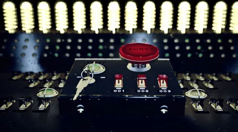 Launch button on a control console Stock Footage 32790479