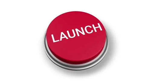 Launch Button pressing on white screen Stock Footage 256399054