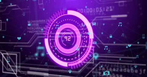 On launch central circular indicator updating numbers and rotating ring for Stock Footage 311901357
