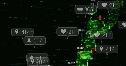 On launch chart scrolling code, tracing yellow baseline and green trend, Stock Footage 311506533
