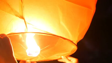 Launch Chinese lanterns Stock Footage 92798952