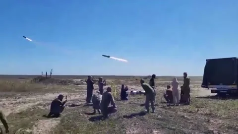 Launch of combat missiles. Ukraine war. Missiles attack Stock Footage 194552926