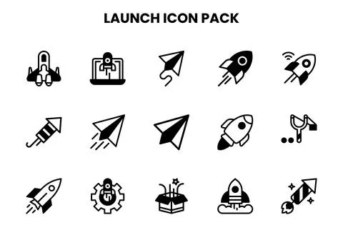 Launch DuoTone Set Icons Pack Stock Illustration