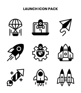 Launch DuoTone Set Icons Pack Stock Illustration