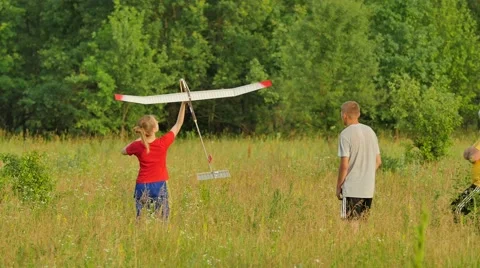 Launch Failure People at Aircraft Model Sports Competition Outdoors Konotop Stock Footage