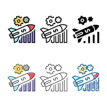 Launch financial rocket color icon concepts vector Stock Illustration
