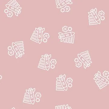 Launch financial rocket line seamless pattern Stock Illustration
