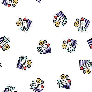 Launch financial rocket vector seamless pattern Stock Illustration