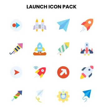 Launch Flat Bundle Icons Pack Stock Illustration