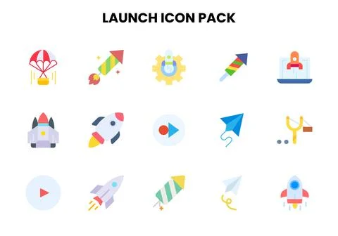 Launch Flat Graphics Icons Pack Stock Illustration