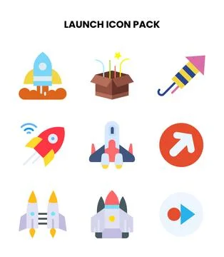 Launch Flat Graphics Icons Pack Stock Illustration