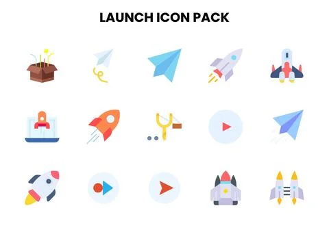 Launch Flat Icons Pack Illustrazione stock