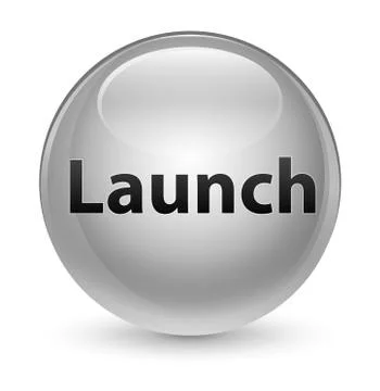 Launch glassy white round button Stock Illustration