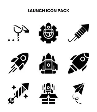 Launch Glyph Design Icons Pack Stock-Illustration