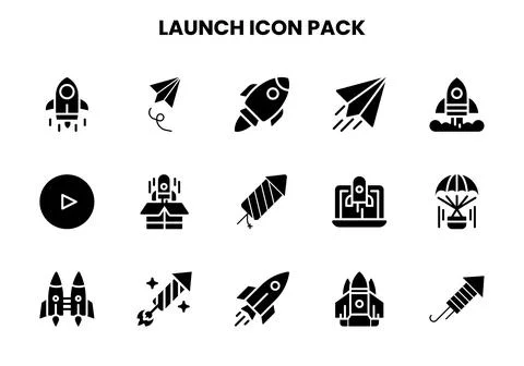 Launch Glyph Graphics Icons Pack Stock Illustration