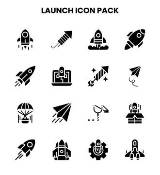 Launch Glyph Icons Pack Stock Illustration