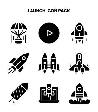 Launch Glyph UI Icons Pack Stock Illustration