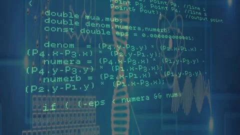 On launch green code text scrolling down revealing HTTP calls, geometry routines Stock Footage 317659967