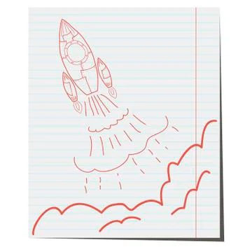 The launch of hand-drawn on notebook sheet Stock Illustration