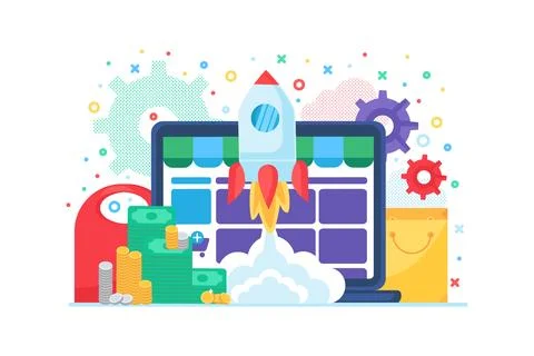 Launch Of High Tech Startup Project Concept Stock Illustration