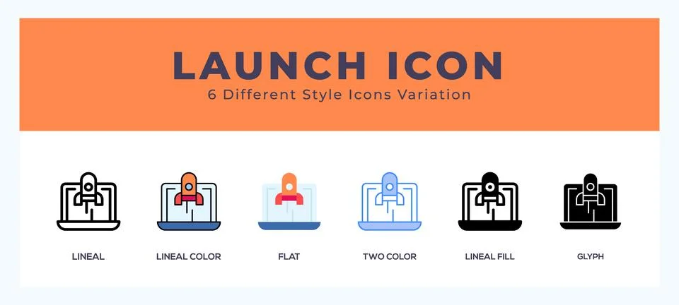 Launch icon in different style vector illustration. 스톡 일러스트