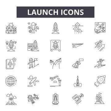Launch icon line icons for web and mobile design. Editable stroke signs. Launch Stock Illustration